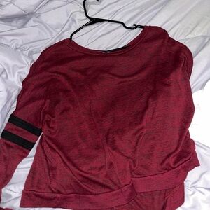 Charlotte Russe Burgundy Long Sleeve Top with Black Accents